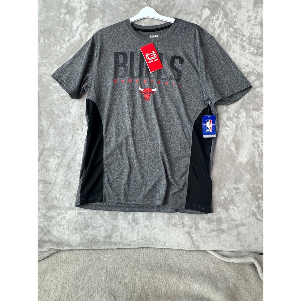 NBA Chicago Bulls Ultra Game Mens XL Heather Grey Black Basketball T-Shirt NWT